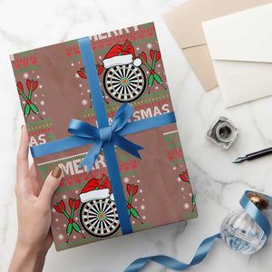 Christmas Dart Player Gift Wrapping Paper Roll Merry Dartsmas TS12 Mocha Print Your Wear
