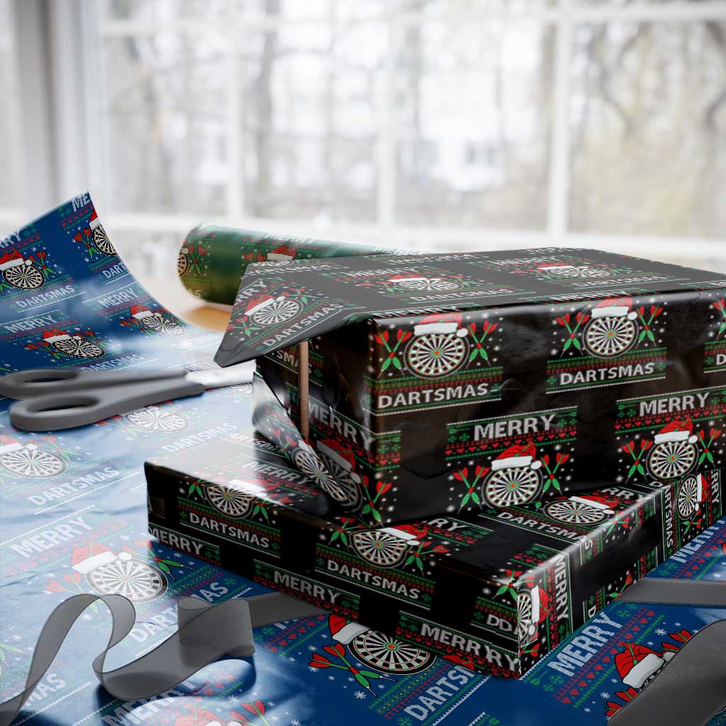 Christmas Dart Player Gift Wrapping Paper Roll Merry Dartsmas TS12 Black Print Your Wear
