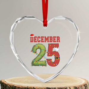 Christmas December 25 Heart Crystal Glass Ornament Family Holiday Xmas TS14 Transparent Glass 3'' Heart Print Your Wear