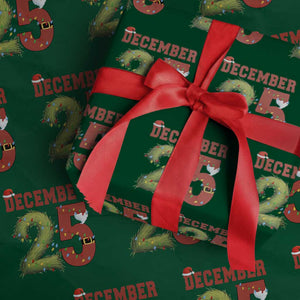 Christmas December 25 Wrapping Paper Roll Family Holiday Xmas TS14 Green Print Your Wear