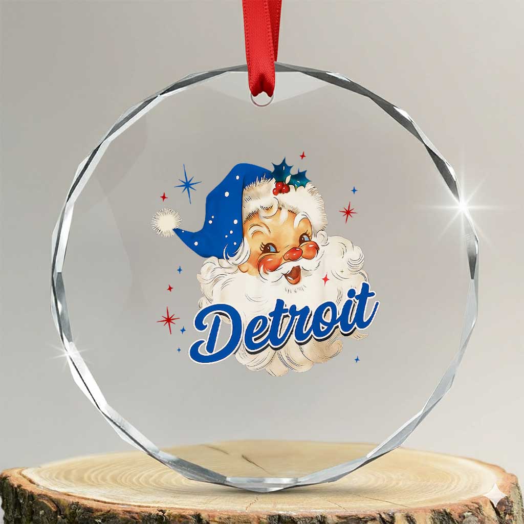 Christmas Detroit Football Crystal Glass Ornament Vintage Santa Lions Fan TS10 Transparent Glass 3'' Circle Print Your Wear
