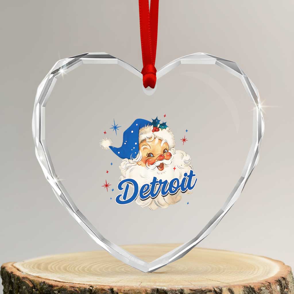 Christmas Detroit Football Heart Crystal Glass Ornament Vintage Santa Lions Fan TS10 Transparent Glass 3'' Heart Print Your Wear