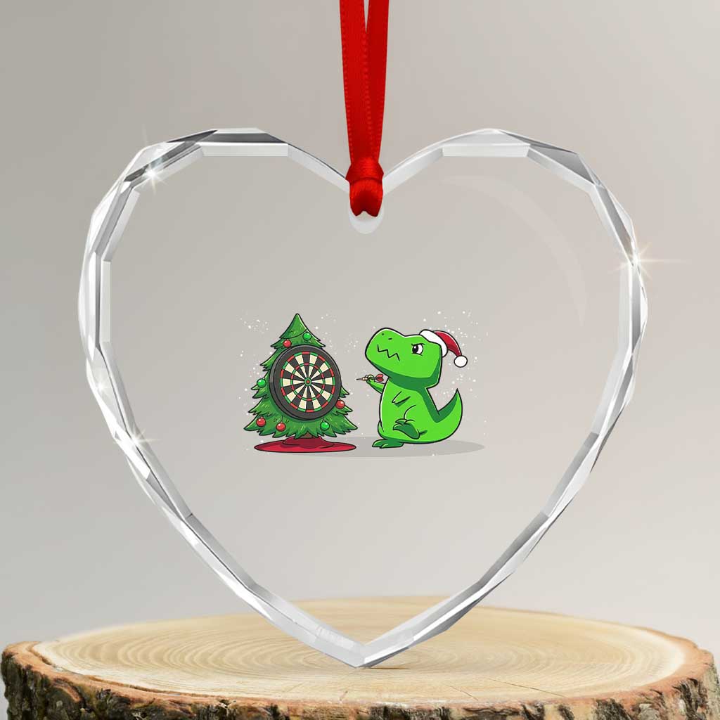 Christmas Dinosaur Dart Player Heart Crystal Glass Ornament Funny Dino Lover TS12 Transparent Glass 3'' Heart Print Your Wear