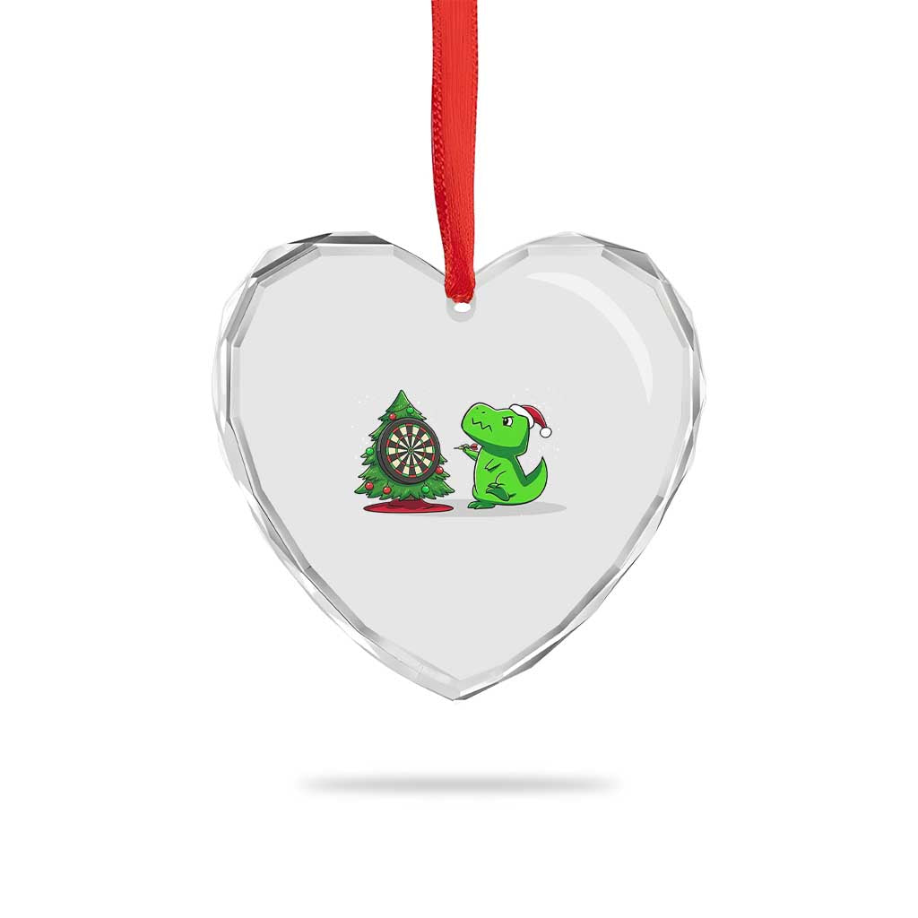 Christmas Dinosaur Dart Player Heart Crystal Glass Ornament Funny Dino Lover TS12 Print Your Wear