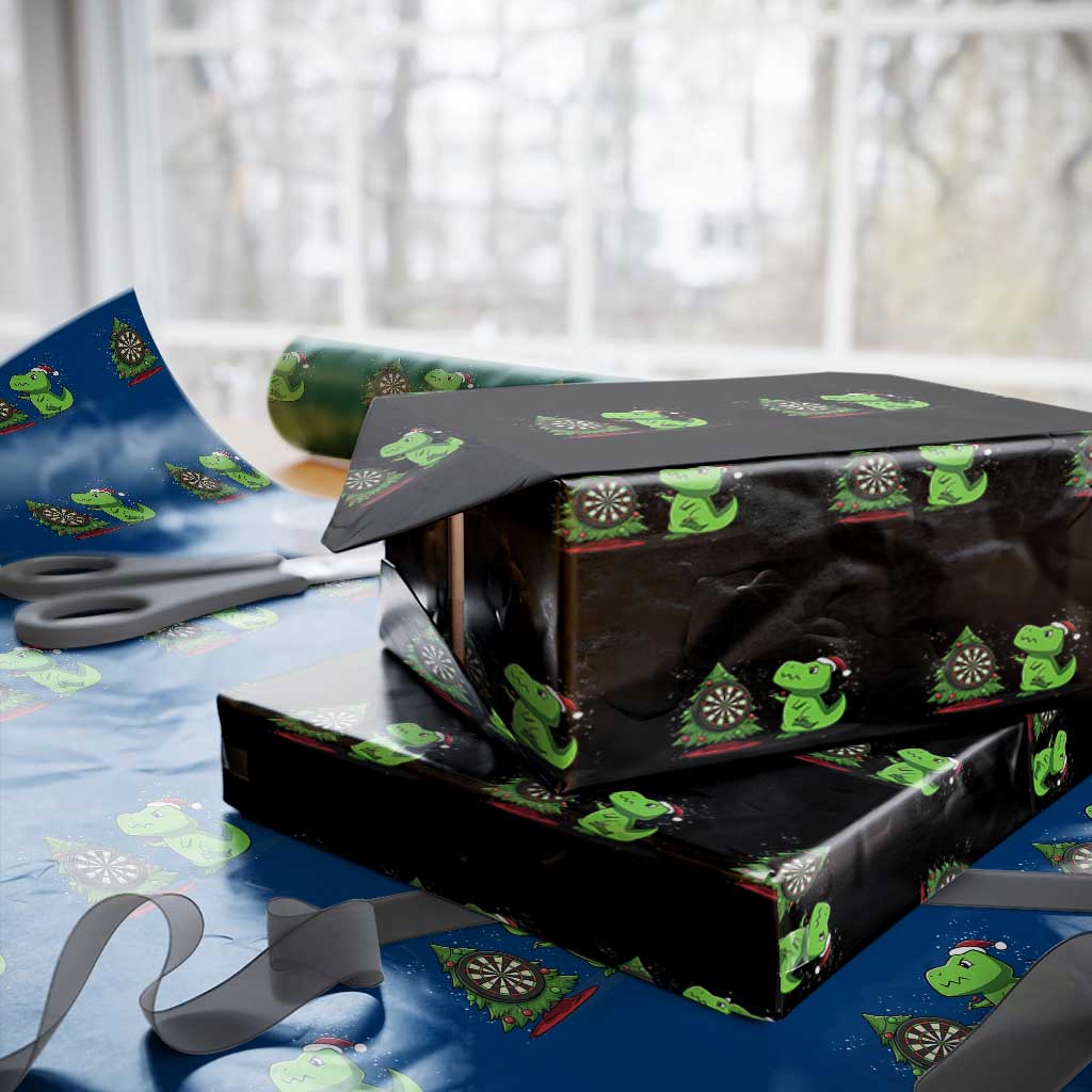 Christmas Dinosaur Dart Player Wrapping Paper Roll Funny Dino Lover TS12 Black Print Your Wear