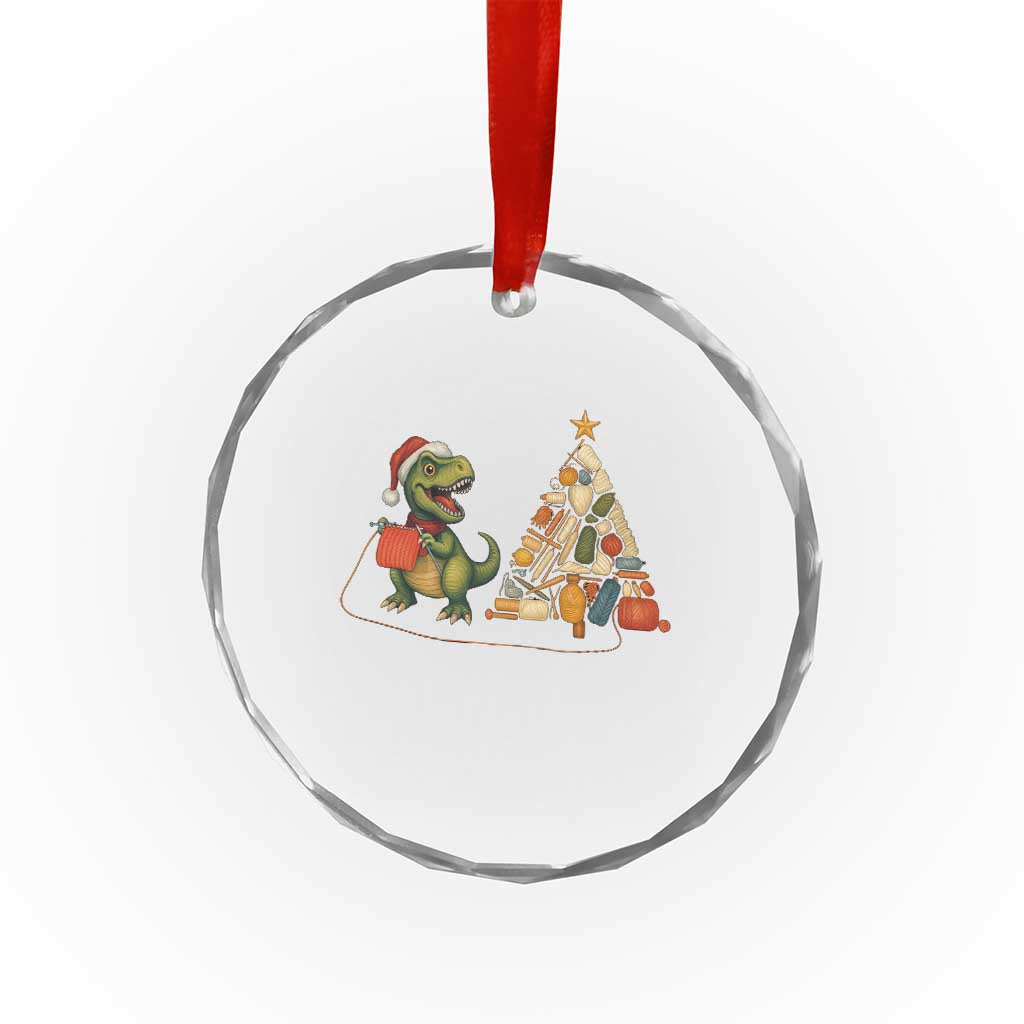 Christmas Dinosaur Knitting Crystal Glass Ornament Funny Yarn Tree Gift TS12 Print Your Wear