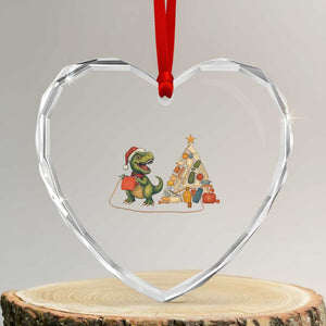 Christmas Dinosaur Knitting Heart Crystal Glass Ornament Funny Yarn Tree Gift TS12 Transparent Glass 3'' Heart Print Your Wear