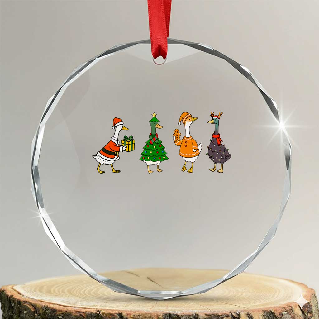 Christmas Ducks Crystal Glass Ornament Funny Animals Farm Lover Gift Xmas Light TS10 Transparent Glass 3'' Circle Print Your Wear
