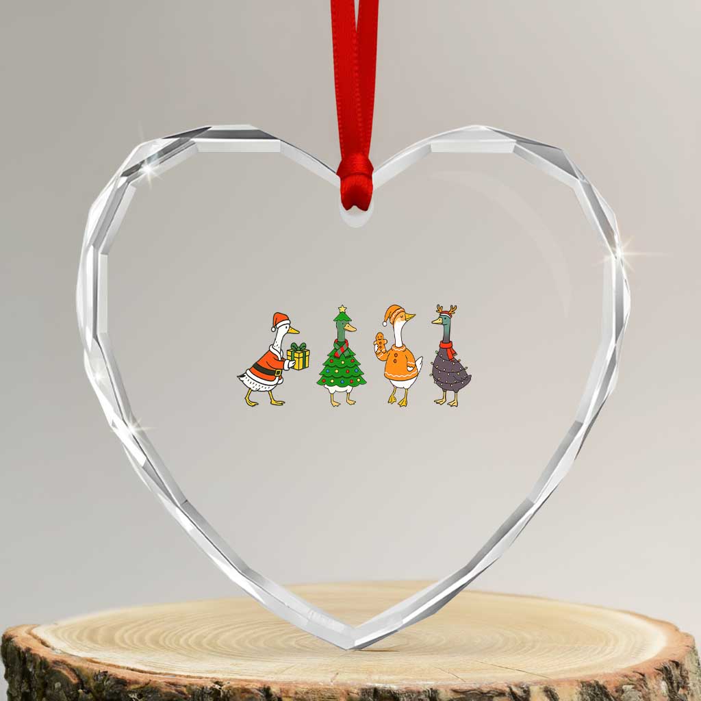 Christmas Ducks Heart Crystal Glass Ornament Funny Animals Farm Lover Gift Xmas Light TS10 Transparent Glass 3'' Heart Print Your Wear