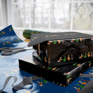 Christmas Ducks Wrapping Paper Roll Funny Animals Farm Lover Gift Xmas Light TS10 Black Print Your Wear