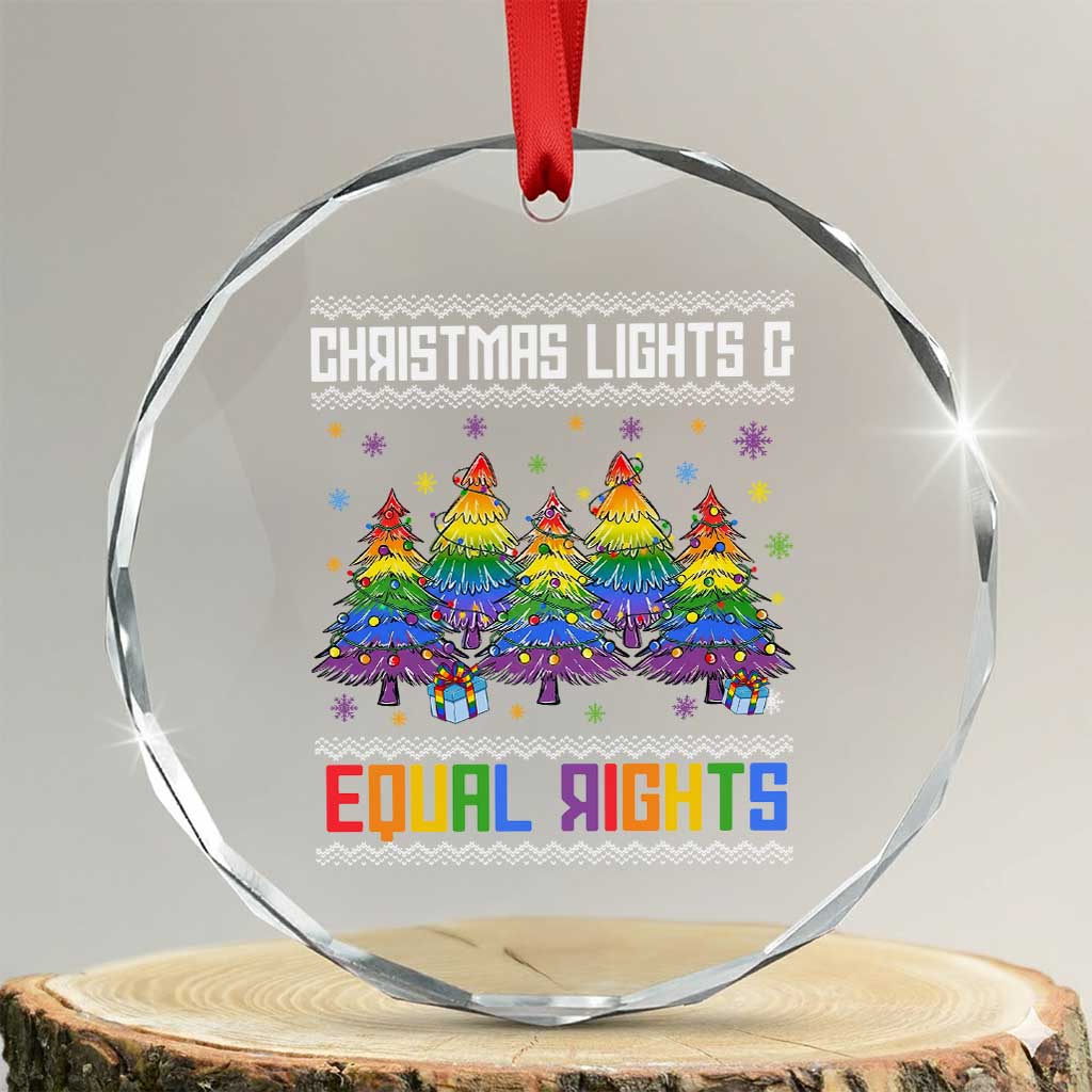 Christmas Equality Lights Ugly Sweater Crystal Glass Ornament Xmas Activism Gift TS12 Transparent Glass 3'' Circle Print Your Wear