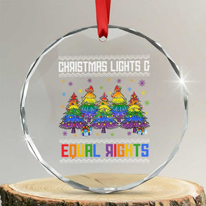 Christmas Equality Lights Ugly Sweater Crystal Glass Ornament Xmas Activism Gift TS12 Transparent Glass 3'' Circle Print Your Wear