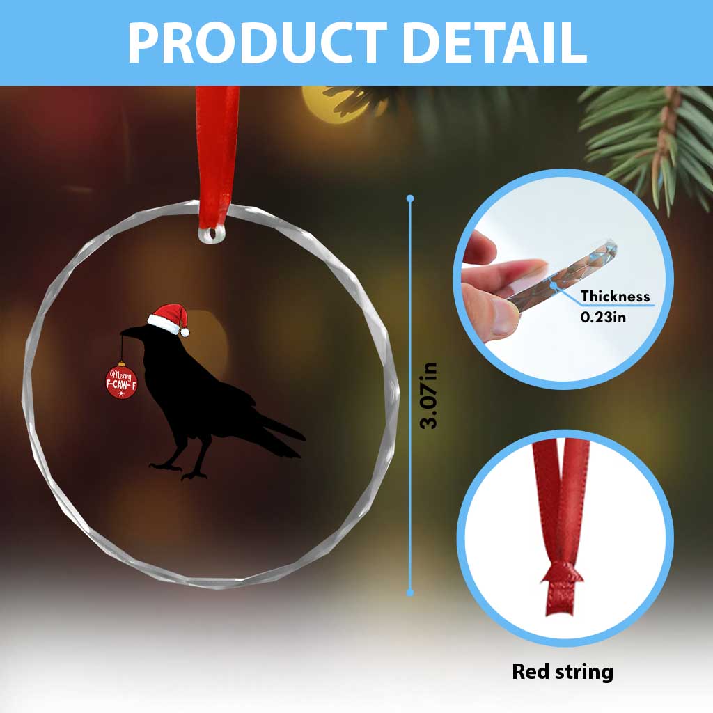 Christmas F Caw F Crystal Glass Ornament Funny Black Crow Merry Xmas TS14 Print Your Wear