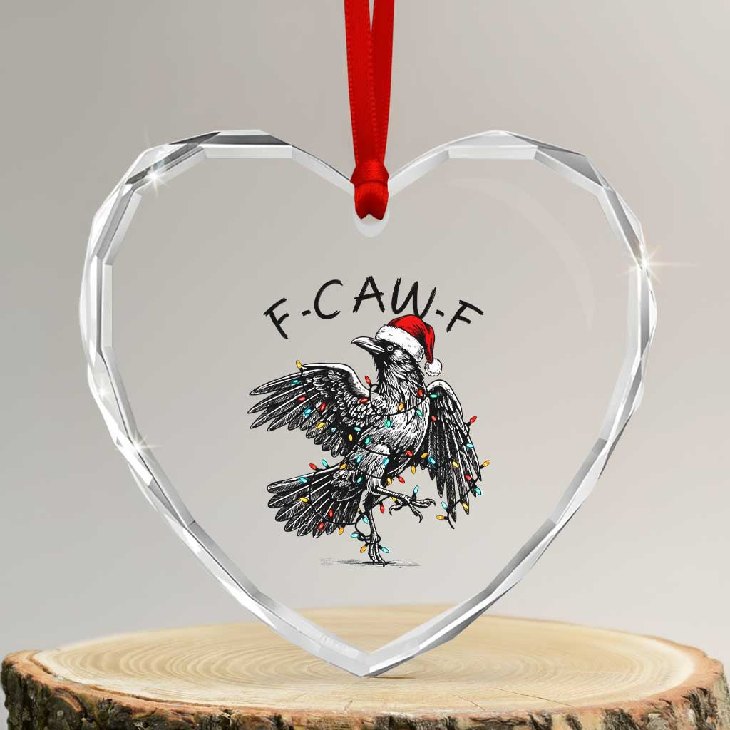 Christmas F Caw F Heart Crystal Glass Ornament Funny Black Crow Meme TS14 Transparent Glass 3'' Heart Print Your Wear