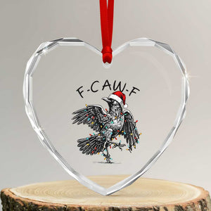 Christmas F Caw F Heart Crystal Glass Ornament Funny Black Crow Meme TS14 Transparent Glass 3'' Heart Print Your Wear