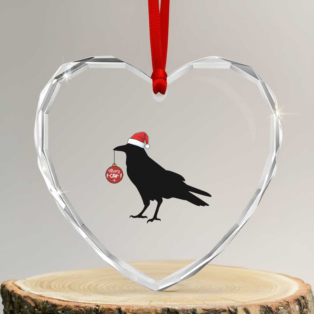 Christmas F Caw F Heart Crystal Glass Ornament Funny Black Crow Merry Xmas TS14 Transparent Glass 3'' Heart Print Your Wear