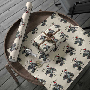 Christmas F Caw F Wrapping Paper Roll Funny Black Crow Meme TS14 Beige Print Your Wear