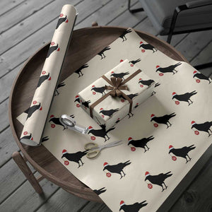 Christmas F Caw F Wrapping Paper Roll Funny Black Crow Merry Xmas TS14 Beige Print Your Wear