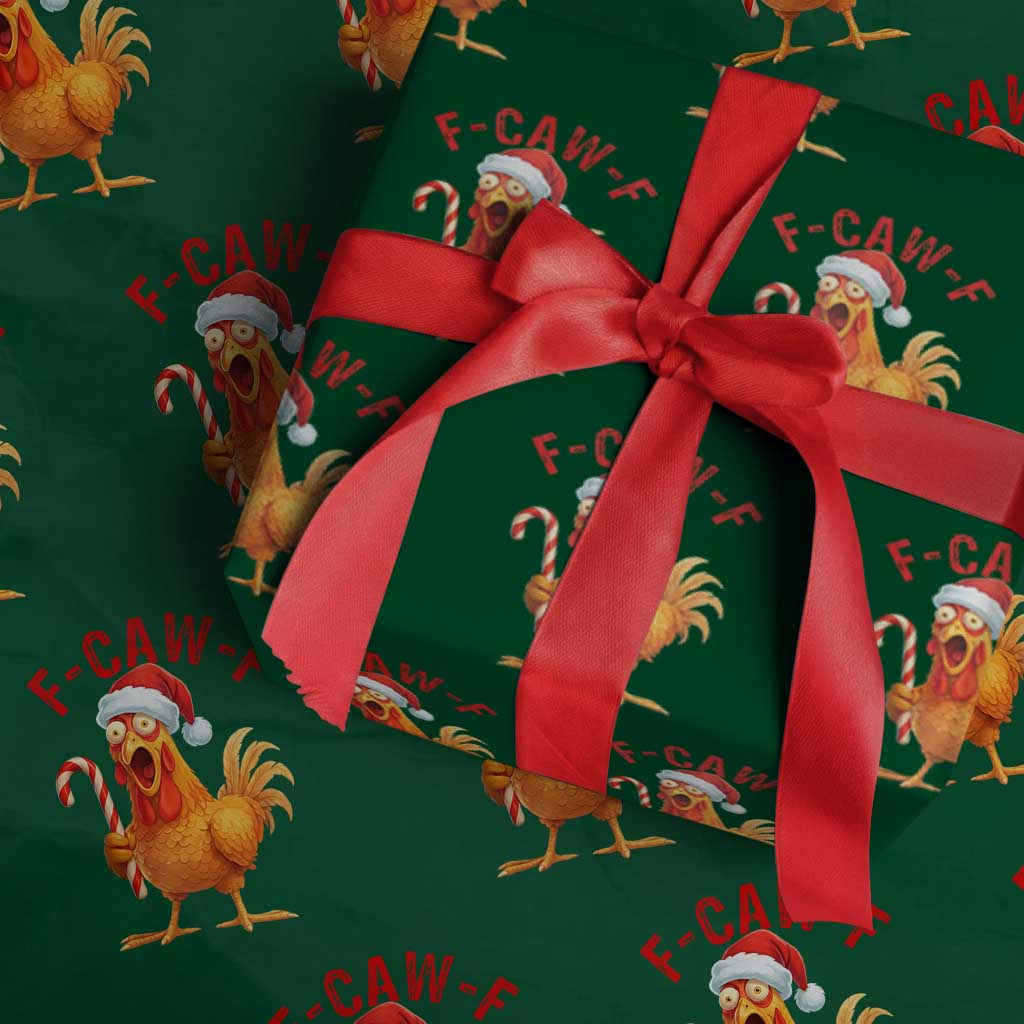 Christmas F Caw F Wrapping Paper Roll Funny Chicken Meme TS14 Green Print Your Wear