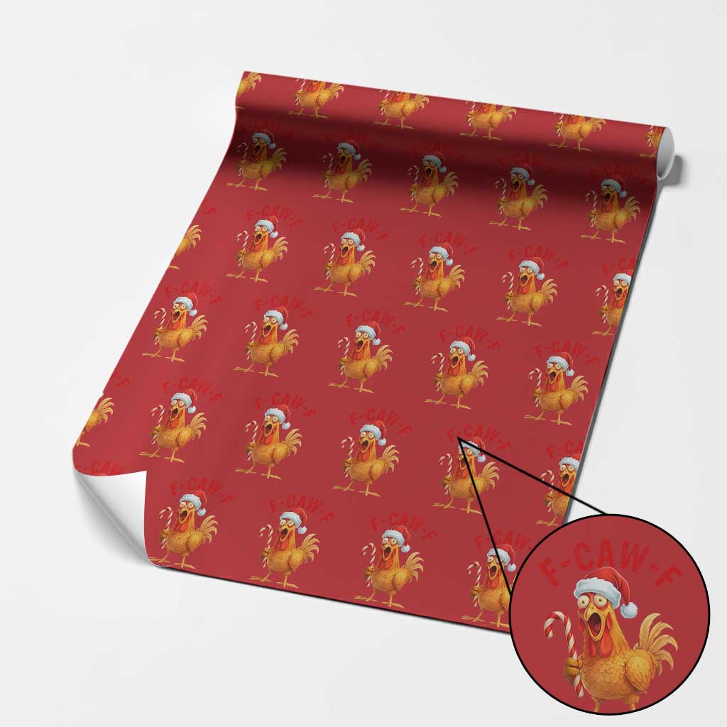 Christmas F Caw F Wrapping Paper Roll Funny Chicken Meme TS14 Red Print Your Wear