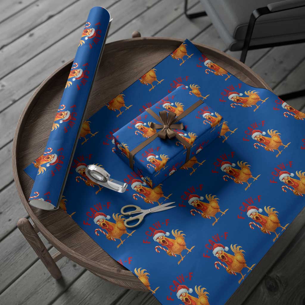Christmas F Caw F Wrapping Paper Roll Funny Chicken Meme TS14 Blue Print Your Wear