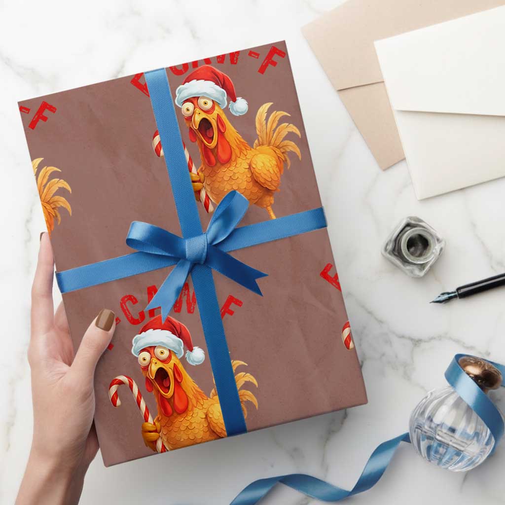 Christmas F Caw F Wrapping Paper Roll Funny Chicken Meme TS14 Mocha Print Your Wear