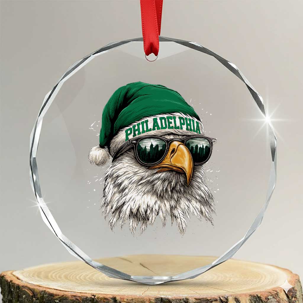 Christmas Football Lover Crystal Glass Ornament Funny Green Santa PFE City Silhouette TS11 Transparent Glass 3'' Circle Print Your Wear
