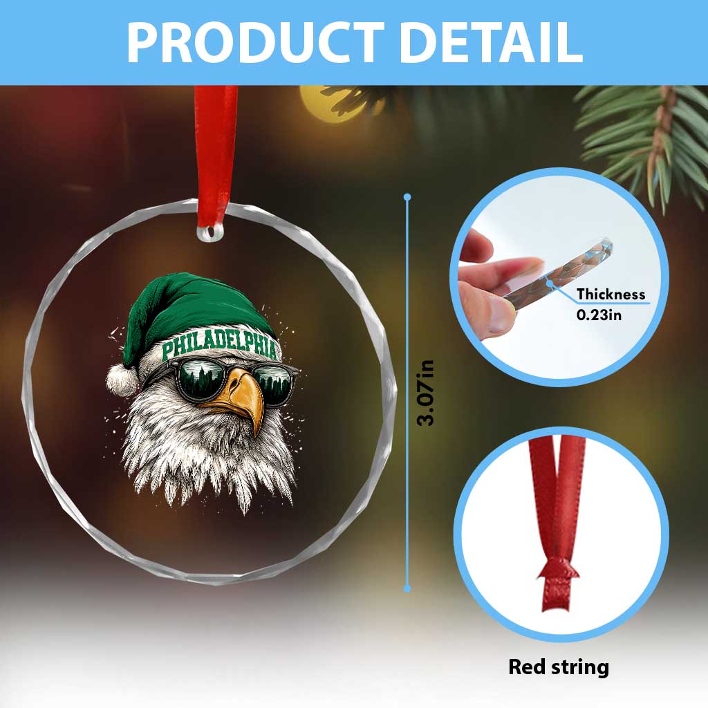 Christmas Football Lover Crystal Glass Ornament Funny Green Santa PFE City Silhouette TS11 Print Your Wear