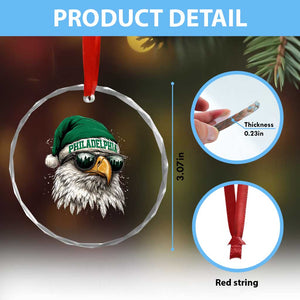 Christmas Football Lover Crystal Glass Ornament Funny Green Santa PFE City Silhouette TS11 Print Your Wear