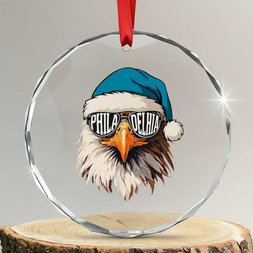 Christmas Football Lover Crystal Glass Ornament Green Santa PFE Game Day TS11 Transparent Glass 3'' Circle Print Your Wear