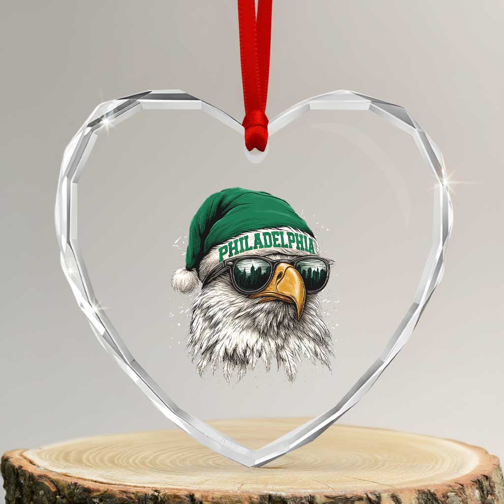 Christmas Football Lover Heart Crystal Glass Ornament Funny Green Santa PFE City Silhouette TS11 Transparent Glass 3'' Heart Print Your Wear