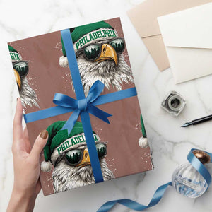 Christmas Football Lover Wrapping Paper Roll Funny Green Santa PFE City Silhouette TS11 Mocha Print Your Wear