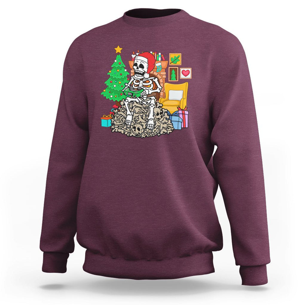 Christmas Gaming Skeleton Gamer Skull Sweatshirt TS09 Printyourwear