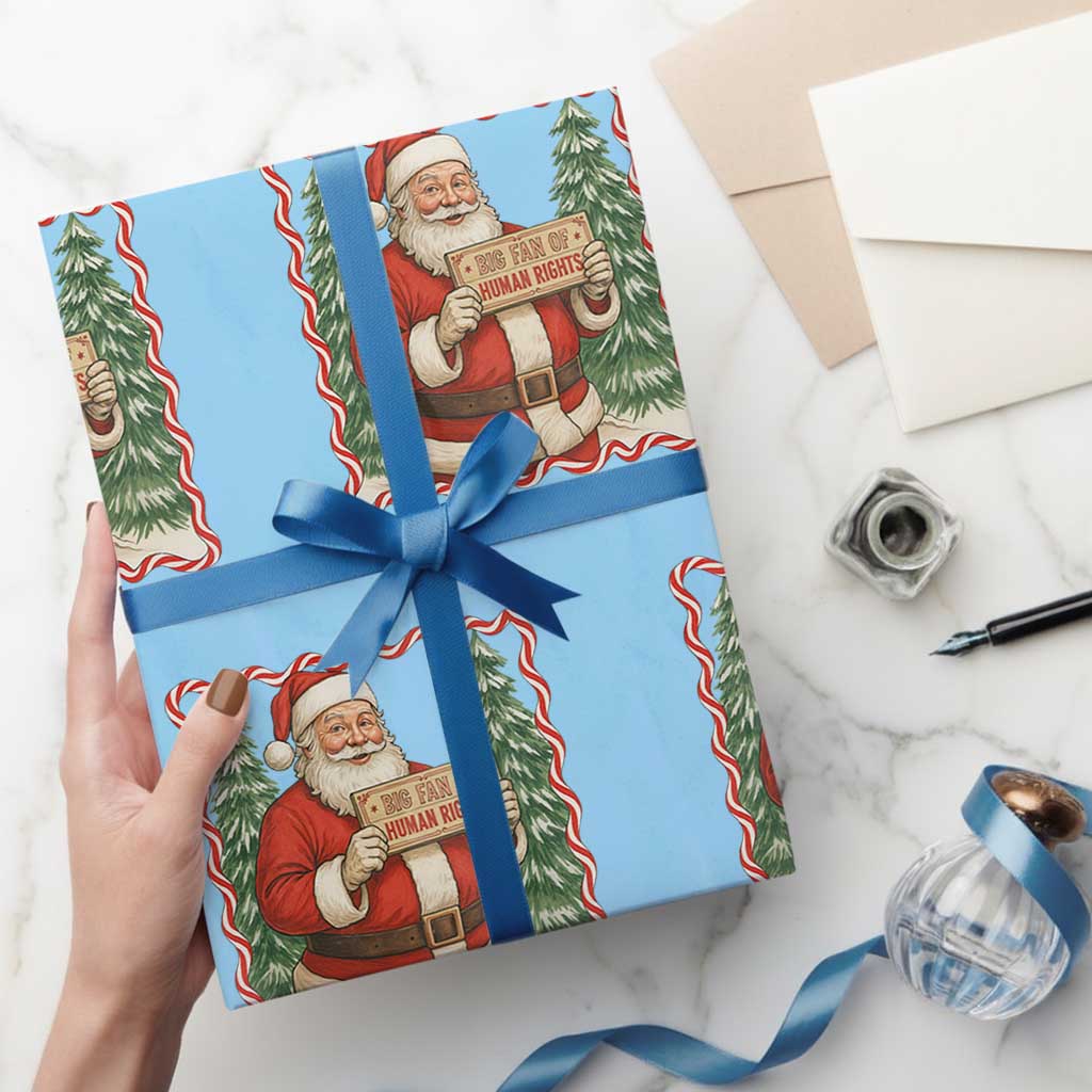 Christmas Gift For Big Fans Of Human Rights And Activism Wrapping Paper Roll TS12 Light Blue Print Your Wear