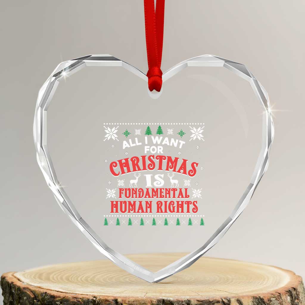 Christmas Gift For Fundamental Human Rights Supporters Heart Crystal Glass Ornament TS12 Transparent Glass 3'' Heart Print Your Wear