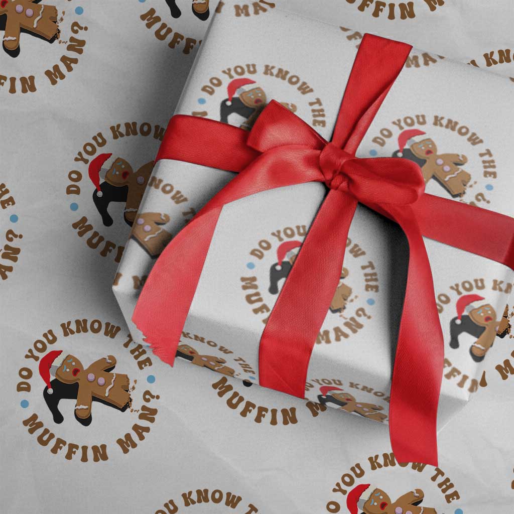 Christmas Gingerbread Wrapping Paper Roll Funny Do You Know The Muffin Man TS11 White Print Your Wear