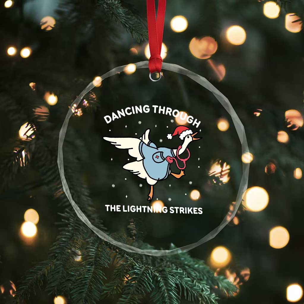 Christmas Goose Nurse Crystal Glass Ornament Dancing Through The Lightning Strikes TS14 Print Your Wear