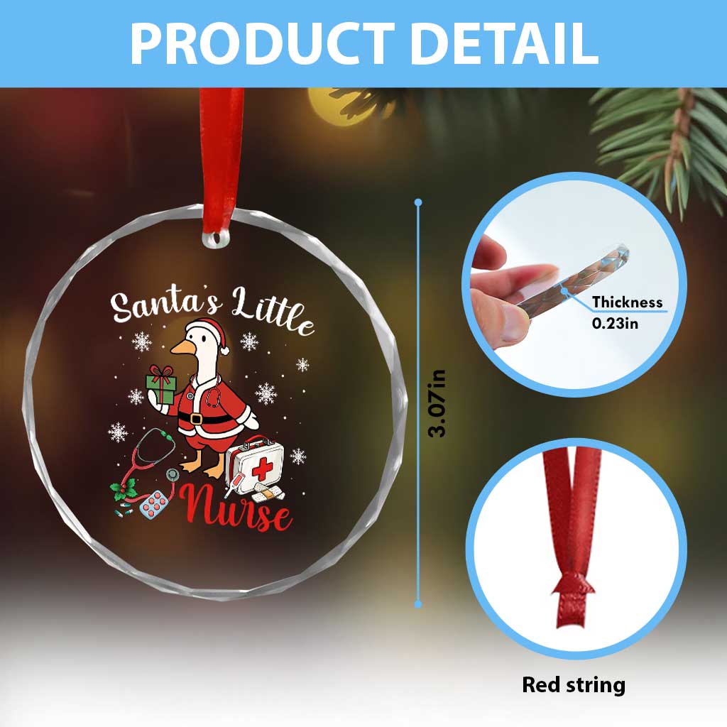 Christmas Goose Nurse Crystal Glass Ornament Santa Little Nurse TS14 Print Your Wear