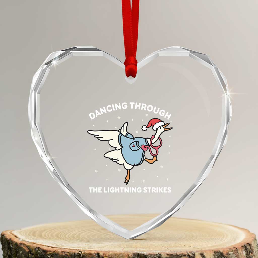 Christmas Goose Nurse Heart Crystal Glass Ornament Dancing Through The Lightning Strikes TS14 Transparent Glass 3'' Heart Print Your Wear