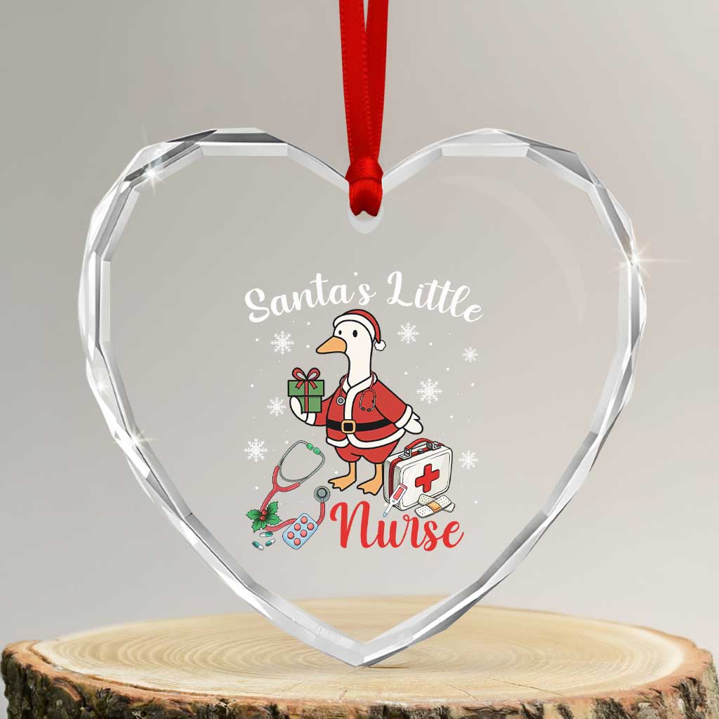 Christmas Goose Nurse Heart Crystal Glass Ornament Santa Little Nurse TS14 Transparent Glass 3'' Heart Print Your Wear