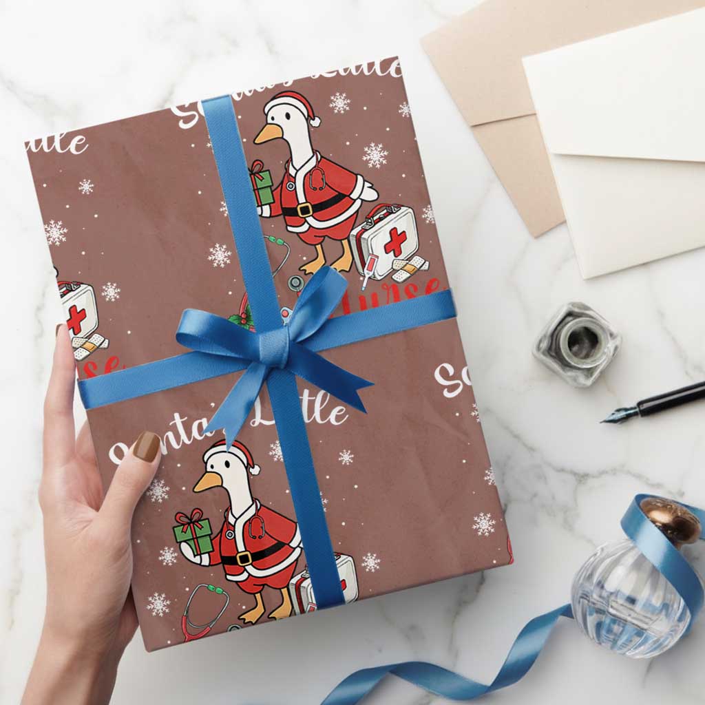Christmas Goose Nurse Wrapping Paper Roll Santa Little Nurse TS14 Mocha Print Your Wear