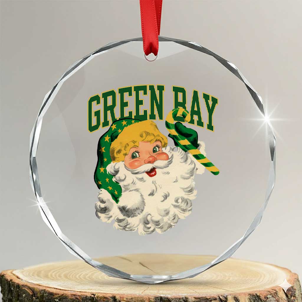 Christmas GB Fan Crystal Glass Ornament Vintage Varsity Retro Santa Claus Face Game Day TS10 Transparent Glass 3'' Circle Print Your Wear