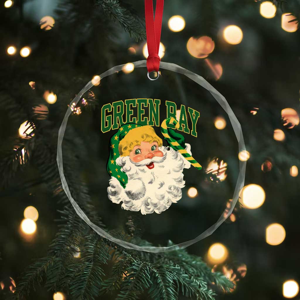 Christmas GB Fan Crystal Glass Ornament Vintage Varsity Retro Santa Claus Face Game Day TS10 Print Your Wear