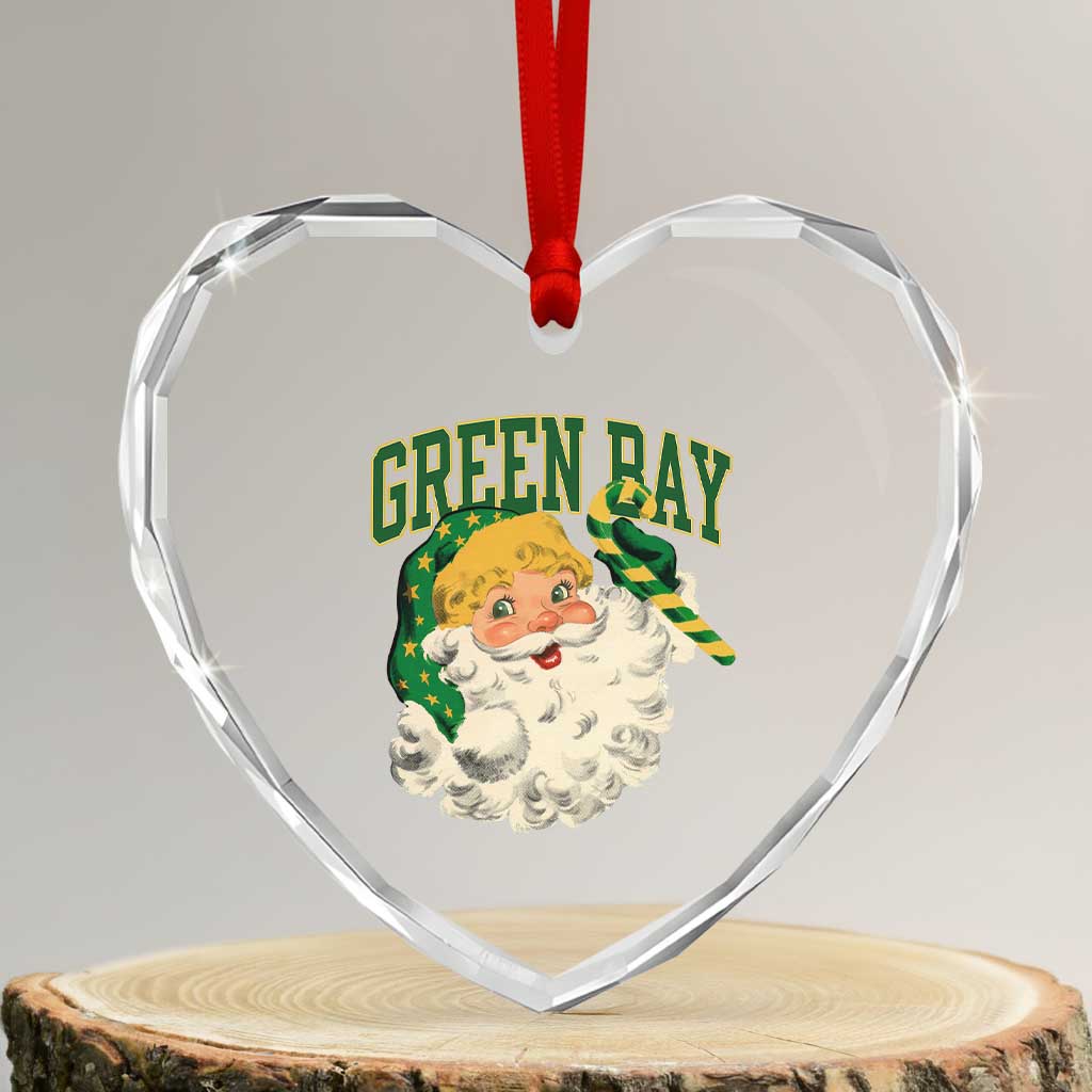 Christmas GB Fan Heart Crystal Glass Ornament Vintage Varsity Retro Santa Claus Face Game Day TS10 Transparent Glass 3'' Heart Print Your Wear