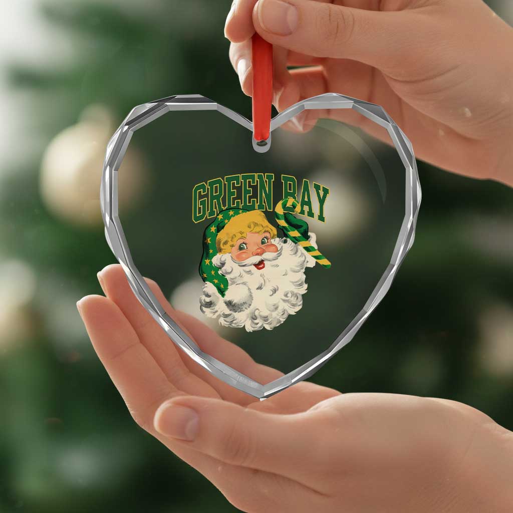Christmas GB Fan Heart Crystal Glass Ornament Vintage Varsity Retro Santa Claus Face Game Day TS10 Print Your Wear