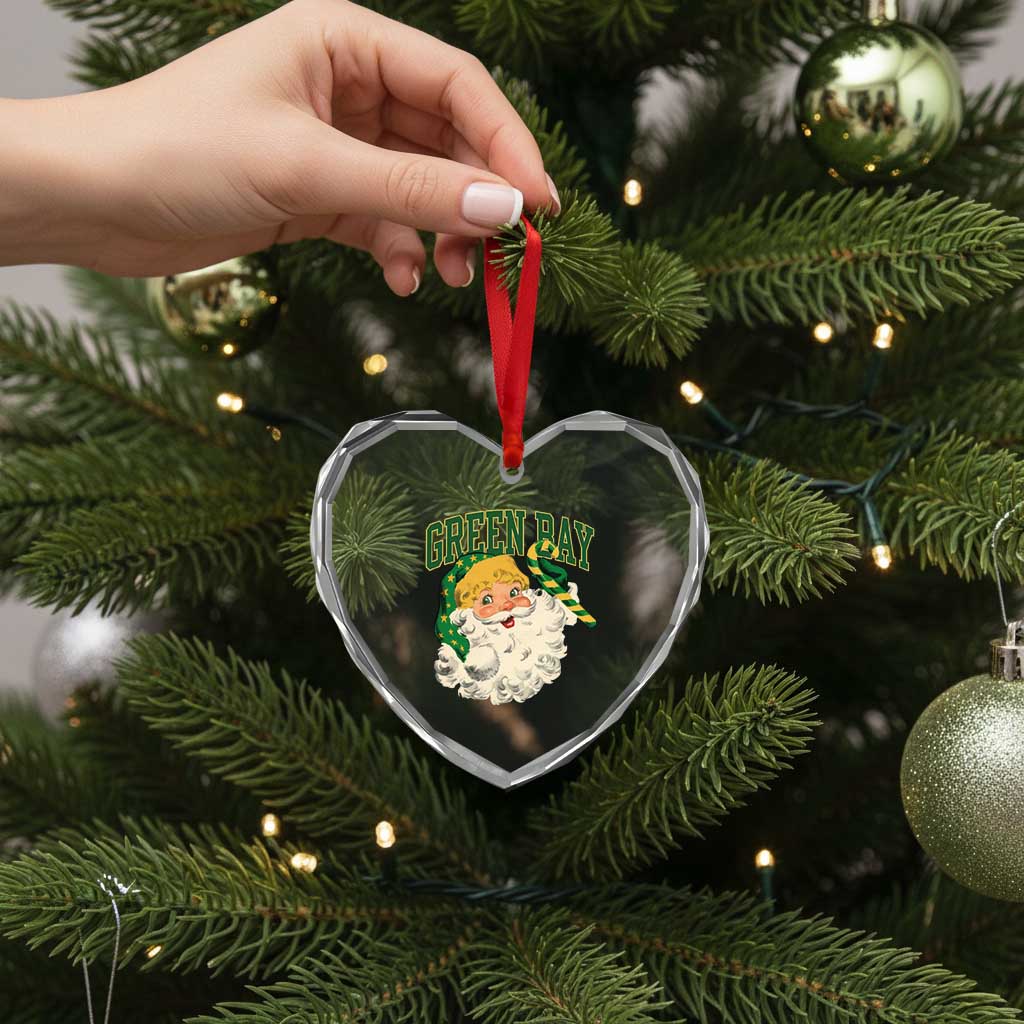 Christmas GB Fan Heart Crystal Glass Ornament Vintage Varsity Retro Santa Claus Face Game Day TS10 Print Your Wear