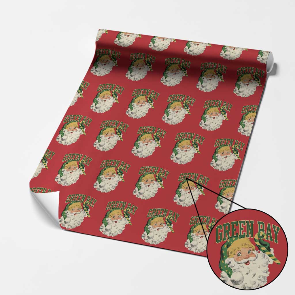Christmas GB Fan Wrapping Paper Roll Vintage Varsity Retro Santa Claus Face Game Day TS10 Red Print Your Wear