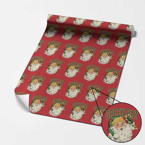 Christmas GB Fan Wrapping Paper Roll Vintage Varsity Retro Santa Claus Face Game Day TS10 Red Print Your Wear