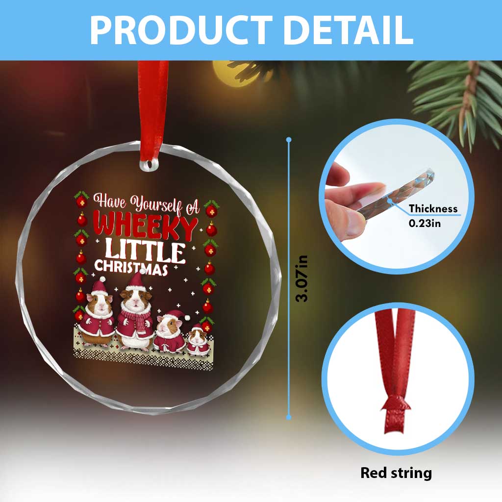 Christmas Guinea Pig Lover Crystal Glass Ornament Have Yourself A Wheeky Little TS12 Print Your Wear