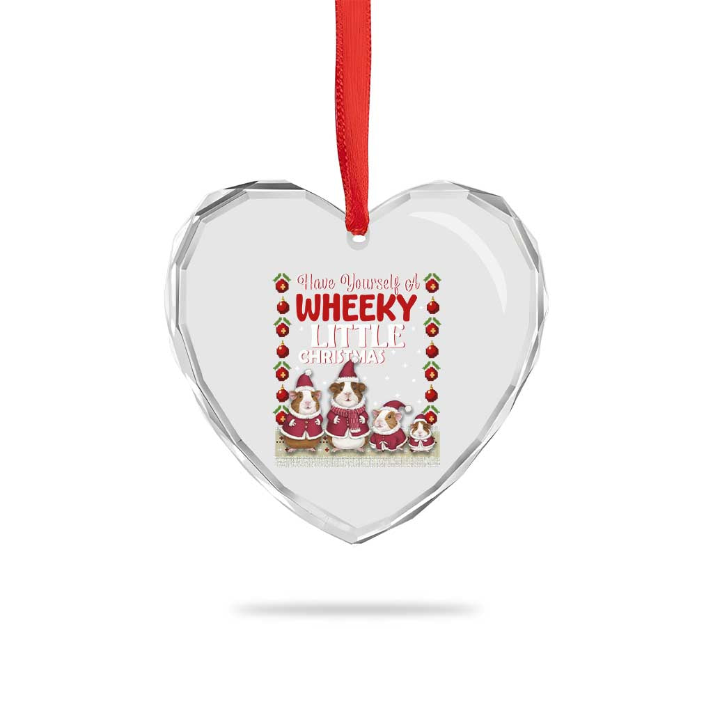 Christmas Guinea Pig Lover Heart Crystal Glass Ornament Have Yourself A Wheeky Little TS12 Print Your Wear